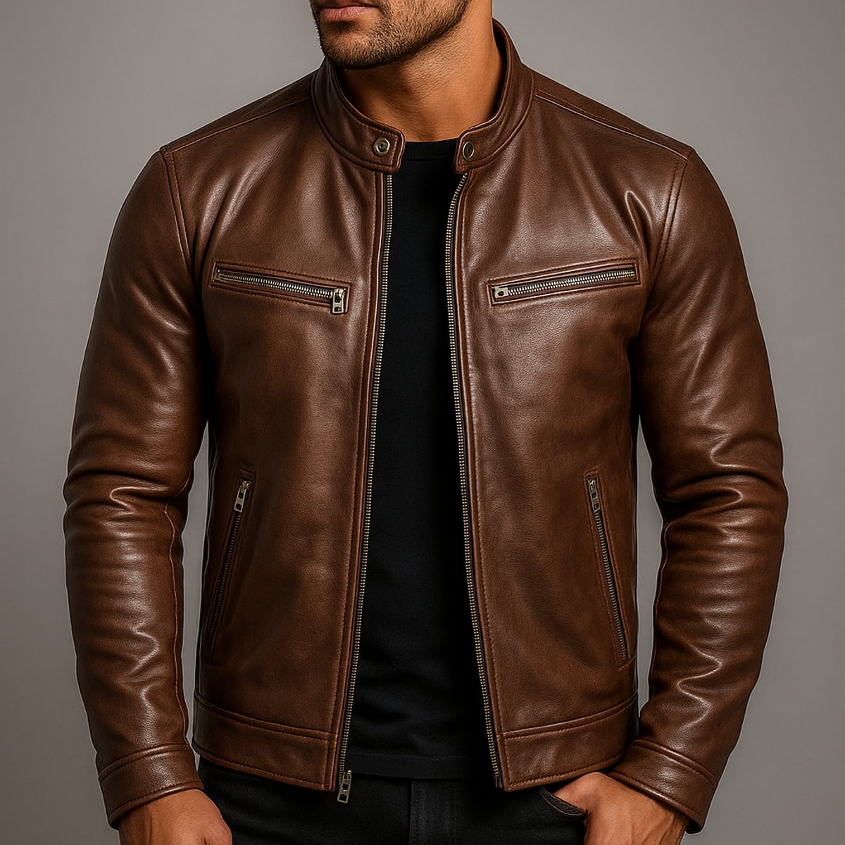 veste homme style vintage coupe droite en marron