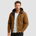 veste homme zippée à capuche doublée en marron