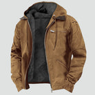 veste homme zippée à capuche doublée en marron