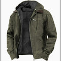 veste homme zippée à capuche doublée en vert militaire