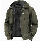 veste homme zippée à capuche doublée en vert militaire