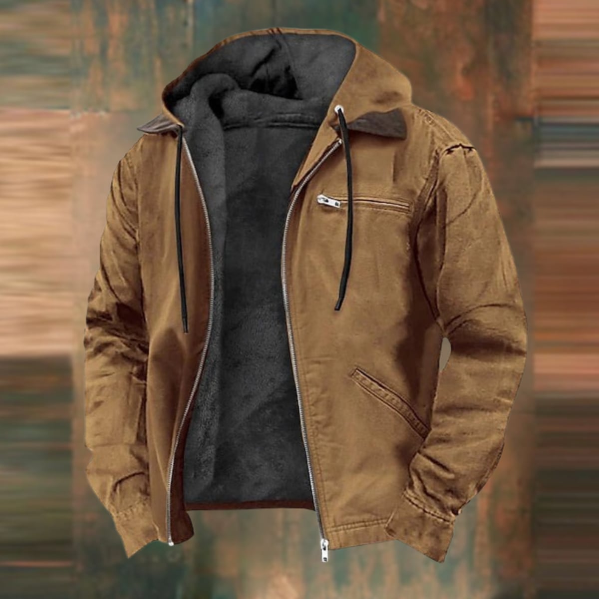 veste homme zippée multi-poches en marron
