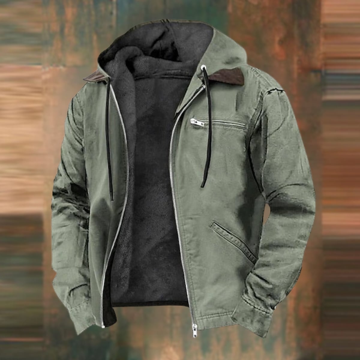 veste homme zippée multi-poches en vert