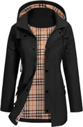 veste imperméable femme à capuche mi-longue en noir