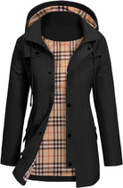 veste imperméable femme à capuche mi-longue en noir