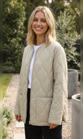 veste matelassée femme oversize col rond en beige