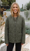 veste matelassée femme oversize col rond en vert