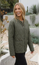 veste matelassée femme oversize col rond en vert