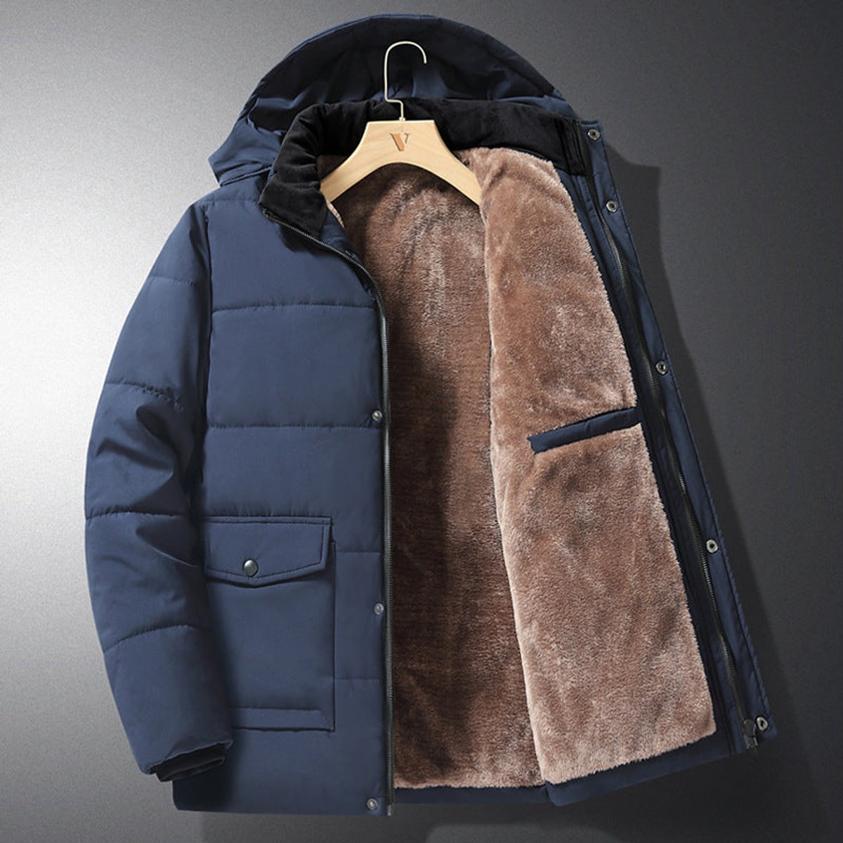 veste matelassée homme à capuche bleu