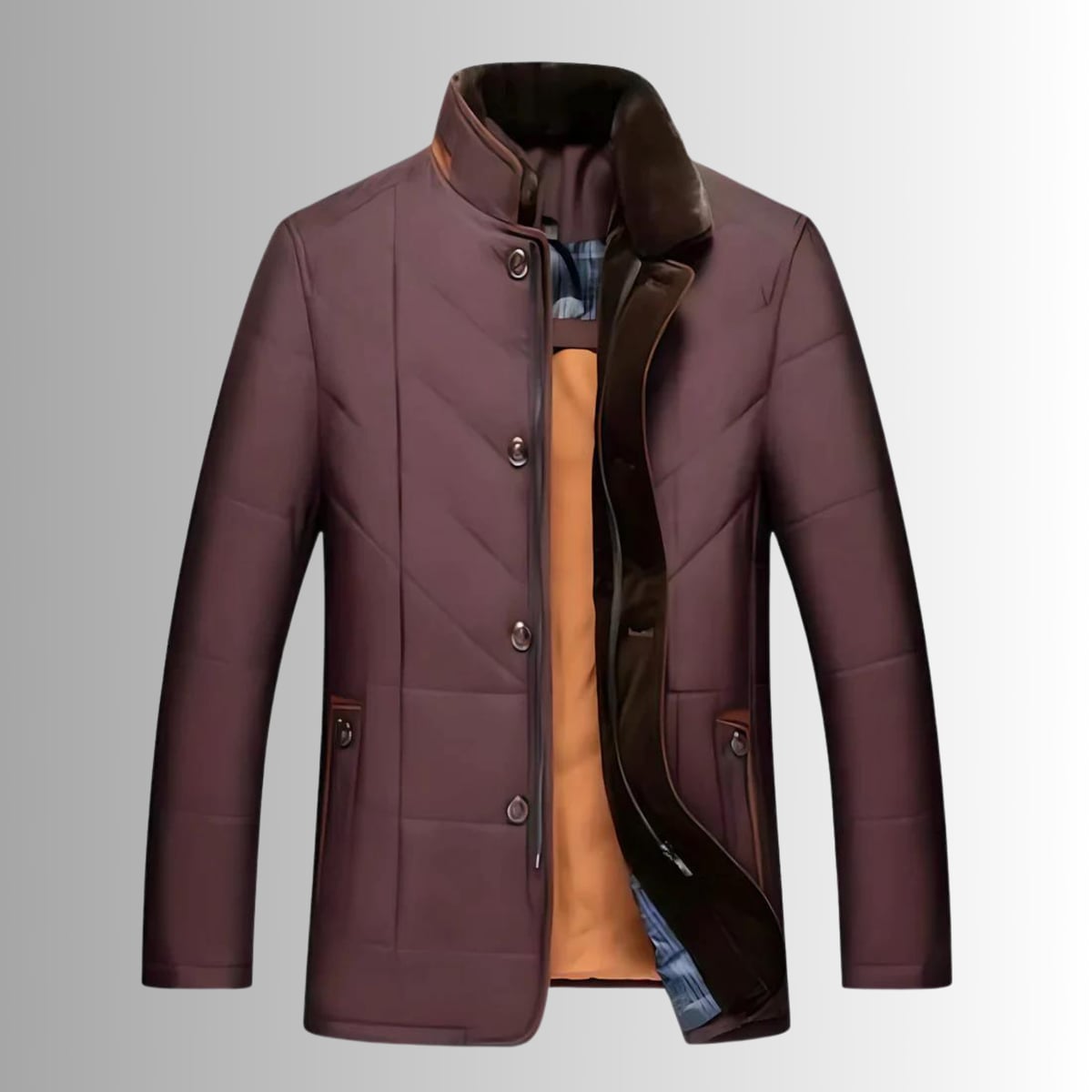 veste matelassée homme col montant coupe droite en rouge