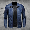veste moto homme coupe droite zippée en bleu