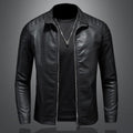 veste moto homme coupe droite zippée en noir