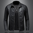 veste moto homme coupe droite zippée en noir