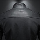 veste moto homme coupe droite zippée en noir