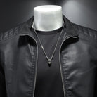veste moto homme coupe droite zippée en noir