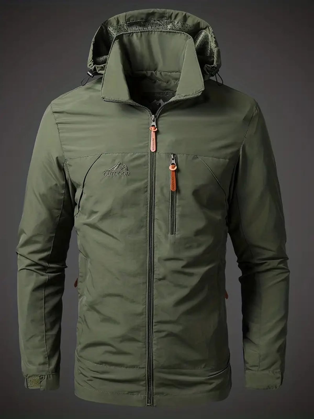 veste outdoor homme coupe droite imperméable en vert clair