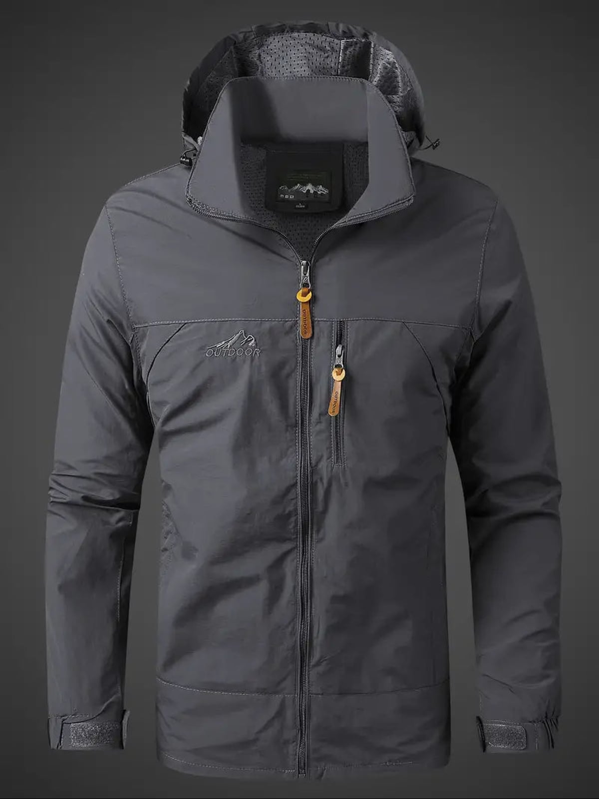 veste outdoor homme coupe droite imperméable en gris